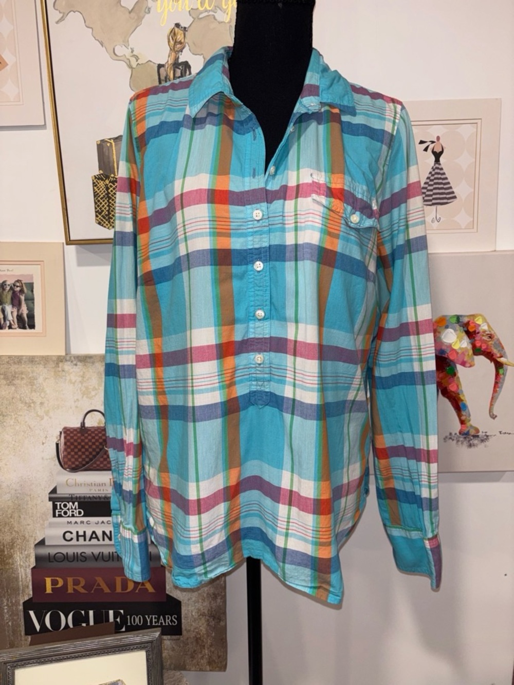 J. Crew Turquoise Plaid Button-Down Shirt